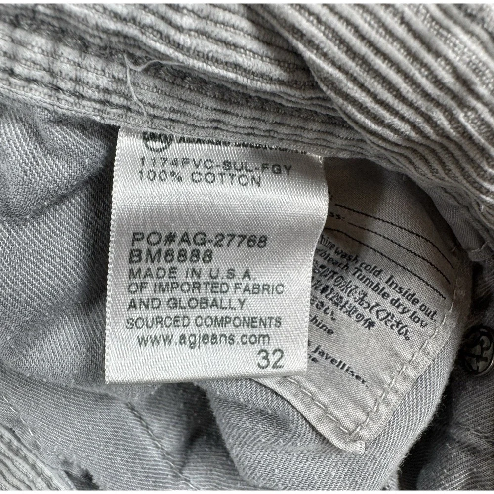 Adriano Goldschmied The Graduate Tailored Leg Men's Corduroy Pants Gray Size 32